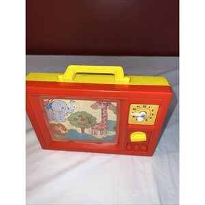 VINTAGE CHILD TOY 1979 BLUE-BOX WIND UP MUSICAL PICTURE MOVES  PLAYS SMALL WORLD